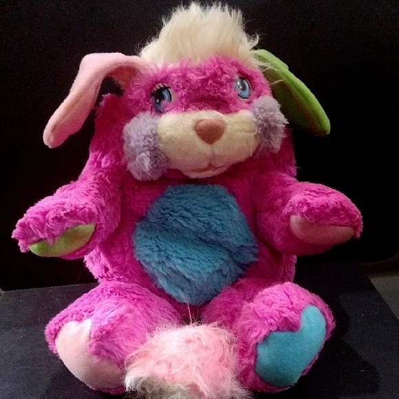 1986 Pink Puzzle Popple By Mattel - Popples -Vintage Plush- White Hair Blue Eyes - Picture 1 of 6